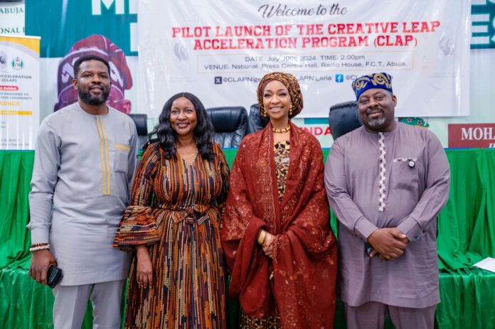 L-R; Charles Emembolu, Chairman ISN Network,Founder Dexude; Mrs Ajuma Ataguba, MD Founders Institute, member of Isn network; Hannatu Musa Musawa Minister Art, Culture and The Creative Economy; Obi Asika DG National Council of Art and Culture (NCAC) at the Pilot Launch of the Creative Leap Acceleration Programme on 30th July 2024