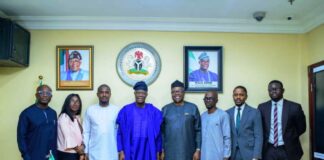 L-R: Olusegun Zaccheaus, Partner & West Africa Strategy Lead, PwC NG/Technical Adviser to DiFZIN; Nella Andem-Ewa, Head of Policy Development and Compliance, Itana/Policy Adviser to DiFZIN; Luqman Edu, CEO of Itana/Executive Director of DiFZIN; Mr Wale Edun, Honourable Minister of Finance and Coordinating Minister of the Economy; Dr Olufemi Ogunyemi, MD/CEO of NEPZA; Kabir Folorunsho, Head of Business Development Unit, MD’s Office, NEPZA; Ademola Idowu, Associate Director, PWC NG./Technical Adviser to DiFZIN; and Seyi Are, Technical Adviser on Legal, MD’s Office, NEPZA.