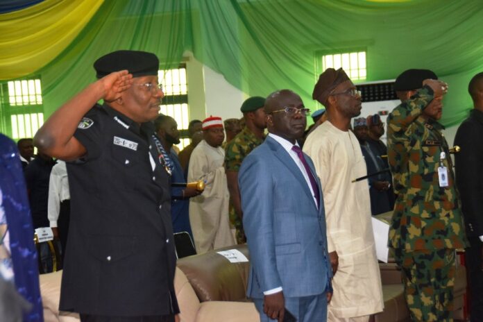 Inspector General of Police, IGP Olukayode Adeola Egbetokun, and Permanent Secretary, Ministry of Police Affairs, Mr. James Sule during the Nigeria Police Force Youth Summit in commemoration of the 2024 United Nations International Youths Day Celebration with the theme: Enhancing the Nigeria Youth’s Value for National Security Intelligence held at the Nigeria Police Resource Centre at Jabi, Abuja