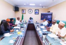 FROM LEFT TO RIGHT 1. Olotu Funmi - NASSCO 2. Abel Enitan - Permanent Secretary, Federal Ministry of Humanitarian Affairs and Poverty Alleviation (FMHAPA) 3. Aisha Omar - RCP PS-FMF 4. Abubakar Atiku Bagudu - Minister of Budget and Economic Planning 5. Wale Edun - Honorable Minister of Finance and Coordinating Minister of the Economy 6. Mohammed Idris Malagi - Minister of Information and National Orientation 7. Elsie Attafuah - Resident Representative, UNDP Nigeria. 8. Badamasi Lawal - National Coordinator - NSIPA 9. Abdullahi Imam - NCTO