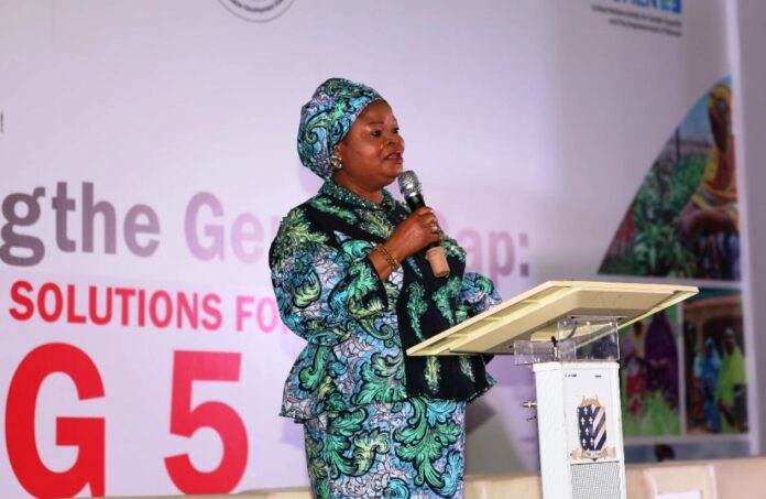 The Senior Special Assistant to the President on SDGs, Princess Adejoke Orelope Adefulire addressing the participants at the high level dialogue on “closing the Gap: financing solutions for SDG 5