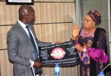 The National Coordinator/ CEO SERVICOM PRESIDENCY Mrs Nnenna Akajemeli with the Managing Director/ CEO Nigeria Social Insurance Trust Fund ( NSITF), Mr. Oluwaseun Mayomi, during an advocacy visit in Abuja.