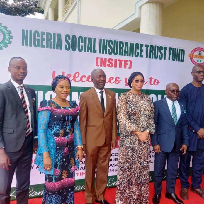 The National Coordinator/ CEO SERVICOM Presidency, Mrs Nnenna Akajemeli with the Managing Director/ CEO Nigeria Social Insurance Trust Fund and other Stakeholders during the Forum in Abuja.