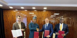 L-R: President, Metallurgical Holding “Novostal -M", Demchenko Iva Ivanovich; the Honourable Minister of Steel Development, Prince Shuaibu Abubakar Audu; General Director TPE, Mr. Egorov Sergei Anatolevich and the Group Managing Director, Proforce Manufacturing Limited, Mr. Adetokunbo Ogundeyin during the Signing of the MoU between Ministry of Steel Development, Tyazhpromexport, Novostal-M and Proforce Manufacturing Limited, in Moscow recently.