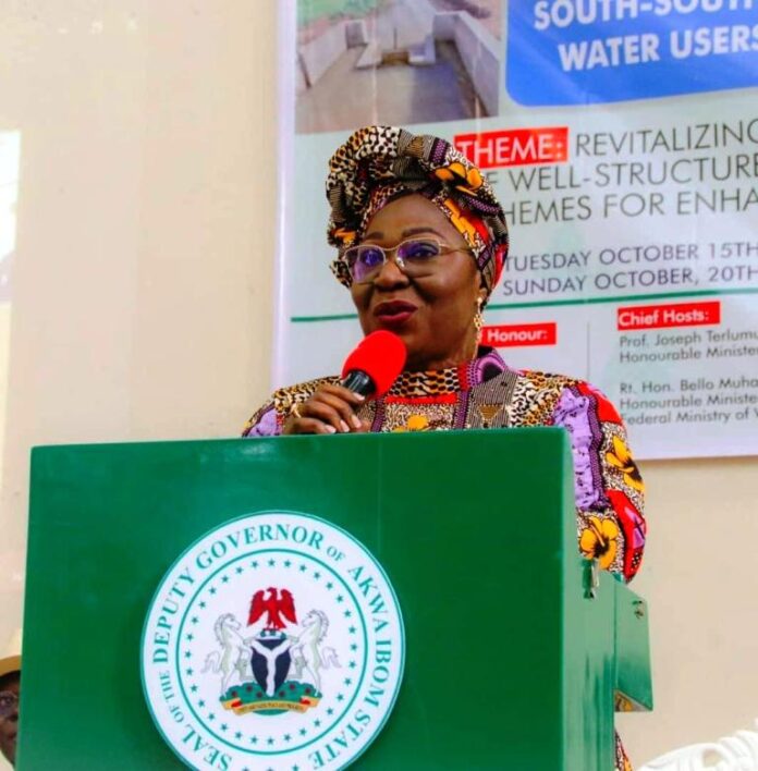 The Deputy Governor of Akwa Ibom State, H.E. Senator (Dr.) Akon Eyakenyi, representing Governor Umo Eno at the South-South Regional Workshop on the Establishment and Strengthening of Water Users' Associations (WUA) in Public Irrigation Schemes in Nigeria, taking place in Uyo, Akwa Ibom State, from Tuesday, 15th October 2024 to Sunday, 20th October 2024, delivered the Governor’s address to declare the workshop open today