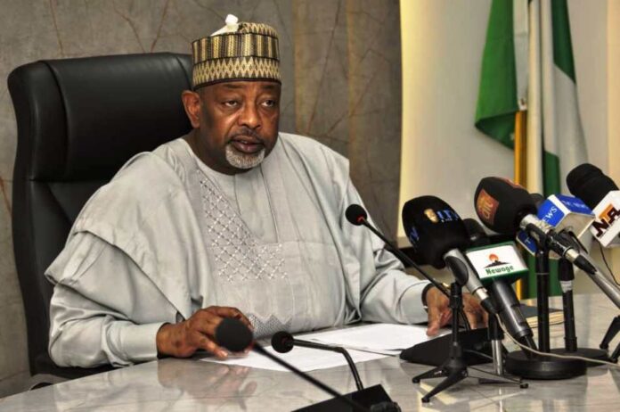 The Hon. Minister of Agriculture and Food Security,Sen Abubakar Kyari, during the inauguration of the National Task Force on the European Union Deforestation Regulation.