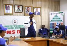 The Permanent Secretary Federal Ministry of Communications, Innovation and Digital Economy Engr. Faruk Yusuf Yabo during the maiden Ministerial Performance Management Strategy Review Session of the PMS Day in his Conference Room, on the 24th of October, 2024 in Abuja.