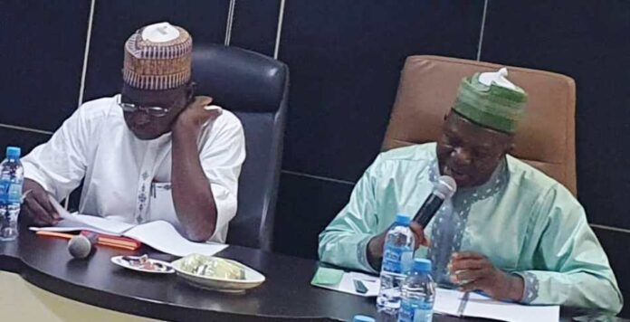 Sanator Binos Dauda Yaroe Chairman Senate Committee on States and Local Government Administration and Surv. Adamu Adaji Director-General of the National Boundary Commission