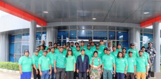 5th from left, Ambassador Gabriel Aduda, Permanent Secretary, Federal Ministry of Women Affairs, in a group photograph with the Ministry's Performance Management System Core Team