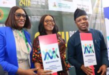 R-L: Ambassador Gabriel Aduda, Perm Sec, Federal Min of Women Affairs, Mrs. Blessing Anunike, Director, Economic Services Dept and Mrs. Rinmicit Temlong-Aboki, Gender Lead, Albright Stonebridge Group at the Policy Dialogue on the Domestication of the Women's Economic Empowerment Policy (WEE) held at the 24th National Council Meeting in Jos, Plateau State