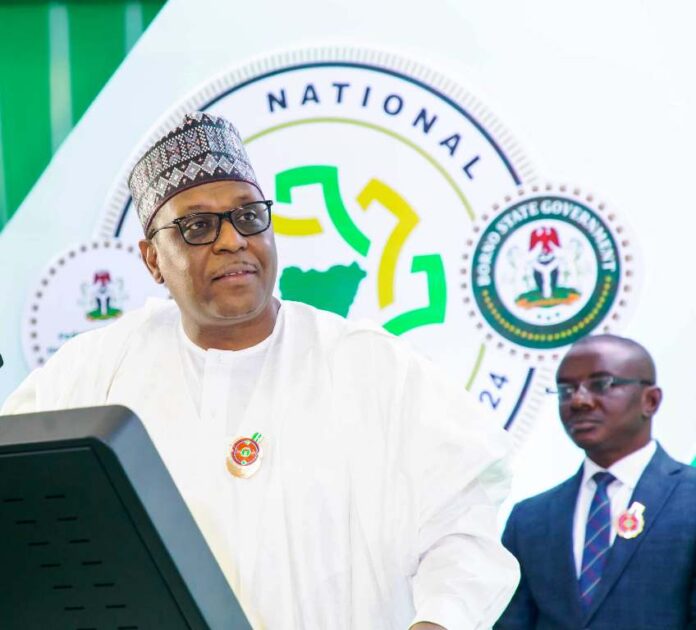 The Honourable Coordinating Minister for Health & Social Welfare Prof. Muhammadu Ali Pate addressing participants and stakeholders @ the Opening ceremony of the 65th National Council on Health, which held at the Mohammad Indimi Distance Learning Centre @ the University of Maiduguri, Borno State.