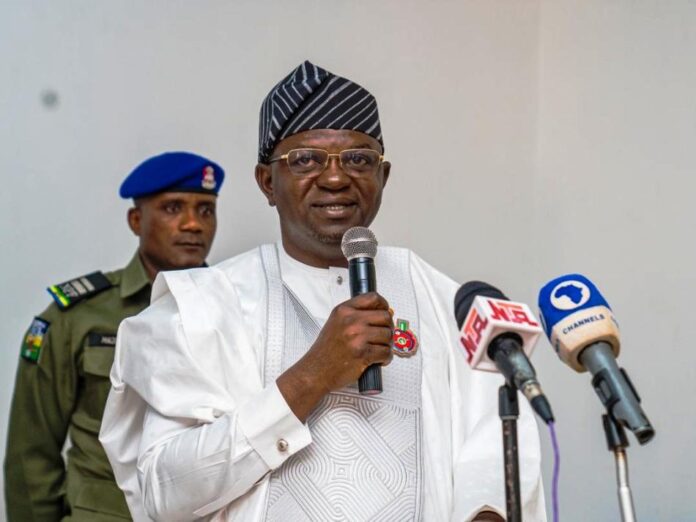 The Honourable Minister of Water Resources and Sanitation, Engr. Prof. Joseph Terlumun Utsev, delivering his keynote address to officially declare open a two-day Stakeholders' Sensitization Workshop on the National Action Plan for Harnessing Water Resources for Food Security and Poverty Alleviation in Nigeria: Towards Developing a Framework for the Implementation of the Three Flagship Programmes, taking place from November 21 to 22, 2024, in Nasarawa State.