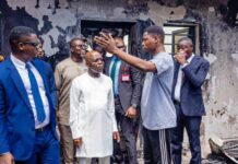 Governor Otti Visits Scene Of Burnt Enyimba FM, Assures Of Government Support To Help Them Return To Business