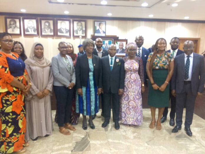 Fourth from Left, Mrs Funke Adekoya (SAN); the AGF, Prince Lateef Fagbemi (SAN), and the Permanent Secretary, Mrs Beatrice Jeddy-Agba, with other committee members during the inauguration.