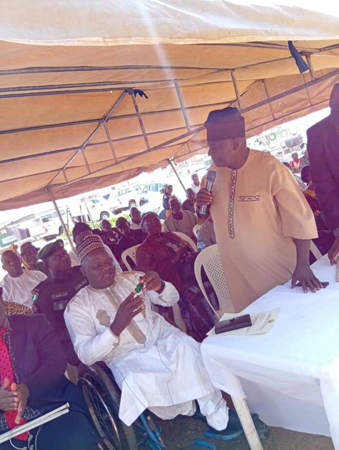 The Executive Secretary, National Commission for Persons with disabilities, Chief Ayuba Gufwan at PRESS time with Rep. of the Plateau State government, Hon. Peter Nyan Gai.