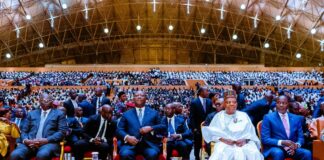 L-R: Vice President of Côte d'Ivoire, Tiémoko Meyliet Koné; President of Côte d'Ivoire Alassane Ouattara; Vice President of Nigeria, Kashim Shettima and Minister of Mines, Oil and Energy of Côte d'Ivoire, Mamadou Sangafowa-Coulibaly during the inaugural International Exhibition of Extractive and Energy Resources (Salon International des Resources Extractives et Energétiques – SIREXE) in Abidjan, Côte d’Ivoire on Wednesday, 27th November,2024.