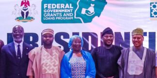 L-R: Managing Director Access Bank, Mr. Roosevelt Ogbonna; Executive Chairman Federal Inland Revenue Service: Dr. Zaach Adedeji; Permanent Secretary, Federal Ministry of Finance, Mrs. Lydia Shehu Jafiya (mni); Senior Special Assistant to the President on Job Creation and MSMEs, Mr. Tola Adekunle-Johnson and the Minister of Information and National Orientation, Mohammed Idris at the Media Activation/Town Hall Meeting on Federal Government Loan Scheme for MSMEs and Manufacturing Enterprises in Abuja on Tuesday