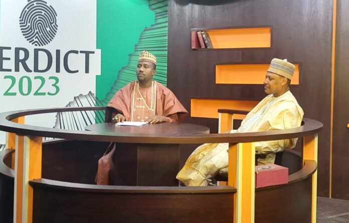 The Hon. Minister at the NTA Kaduna Studio during the interview session.