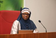 The Speaker of the Nigerian Youth Parliament, Rt. Honourable Dr. Azeezat Yishawu preceding at the Valedictory Session of the 5th Nigerian Youth Parliament.