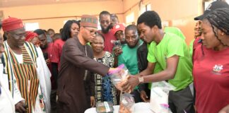 His Royal Highness, Ada Emmanuel Ajik, Adagwom of the Jos Izere Chiefdom, and the Permanent Secretary of the Ministry, Mr. Olubunmi Olusanya, inspecting the exhibition showcasing agricultural products from the training programme.