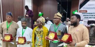 The Solicitor General of the Federation and Permanent Secretary, Federal Ministry of Justice, Mrs. Beatrice Jedy-Agba, OON, mni in a group photograph with some of the Award Recipients at the 2024 Justice Sector Ministerial Award and Recognition Ceremony held on Friday 13th December, 2024 in Abuja.