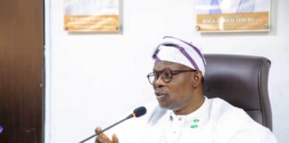 The Honourable Minister of State for Health & Social Welfare Dr. Iziaq Adekunle Salako addressing Health Correspondents during an interactive session @ the Ministry Headquarters Office Abuja.