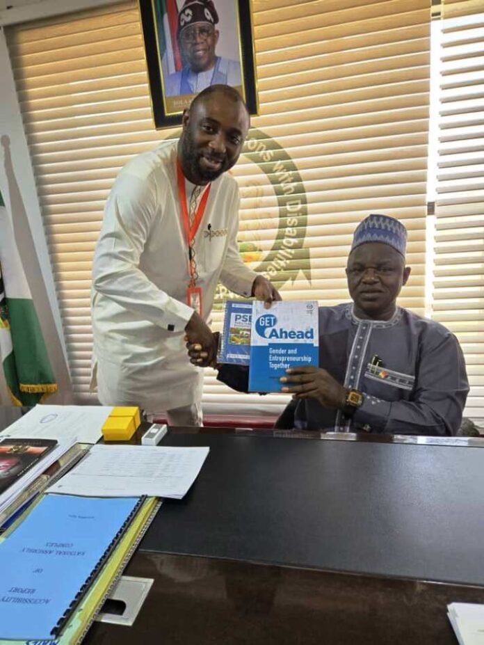 Prof. Oyinkan Tasie and the Executive Secretary NCPWD, Hon Ayuba Gufwan.