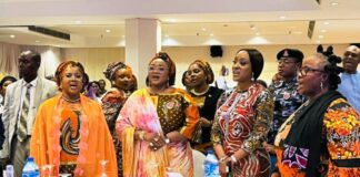 L-R, Chairman, House Committee on Women Affairs and Social Development, Hon. Kafilat Ogbara, Honourable Minister of Women Affairs, Hajiya Imaan Sulaiman-Ibrahim and other dignitaries at the High-Level event of Stakeholders on Collaborative Pathways to Gender Equality and Women Empowerment Roadmap held in Abuja