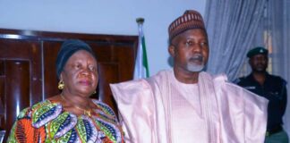 Right, Honourable Minister of State Federal Ministry of Humanitarian Affairs and Poverty Reduction, Hon Dr Yusuf Tanko Sununu and the Deputy Governor Plateau State, Her Excellency Josephine Piyo, during the courtesy visit on the Deputy Governor on Monday 2nd December 2024 at her official Resident, in Jos Plateau State.