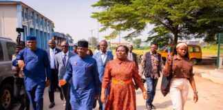 The Honourable Minster of Education Dr Maruf Tunji Alausa on unannounced visit to Queens College Yaba Lagos with the Principal Dr Mrs Oyindamola Obabori and other staff members on inspection in the School.