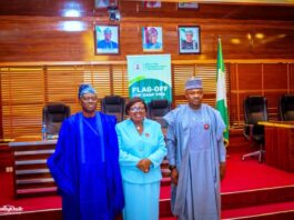 from the middle the Chairman House Committee on Public Account Rep Bamidele Salam, the Accountant General of the Federation Dr. Mrs Oluwatoyin Sakirat Madein FCCA FCA and the members of the House Committee on Public Account during their oversight visit to the OAGF recently.