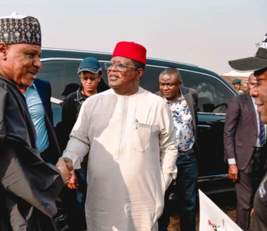 L-R, the Hon. Minister of Information and National Orientation Alhaji Mohammed Idris, the Hon. Minister of Works Engr. Nweze David Umahi and the Permanent Secretary Ministry of Works Engr. Adebiyi Olusesan Olufunsho during the Inspection visit to section 1 of Abuja -Kaduna-Zaria-Kano road . Date: Thursday 16th January, 2025.