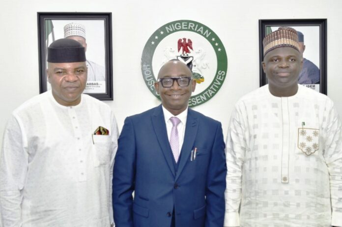 Director-General, Bureau of Public Procurement, BPP, Dr. Adebowale A. Adedokun, MCIPS (M), Chairman, House Committee on Public Procurement, Rt. Hon. Idem Unyime (L)and the Deputy Chairman, Hon. Sani Ibrahim Tanko (R),during the BPP 2025 Budget defence