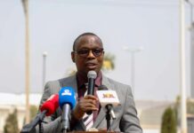 Official Visit & Commissioning of Ultramodern Clinical Services Building & Ward Extension Building Complex at the Federal Medical Centre Jabi Abuja, 14 January 2025: The Honourable Minister of State for Health & Social Welfare Dr. Iziaq Adekunle Salako delivering his keynote address during the event.