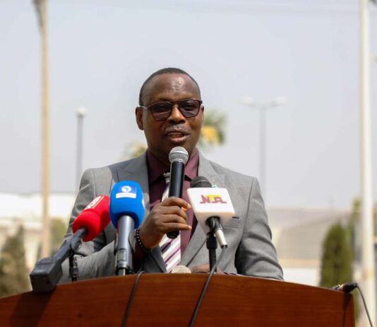 Official Visit & Commissioning of Ultramodern Clinical Services Building & Ward Extension Building Complex at the Federal Medical Centre Jabi Abuja, 14 January 2025: The Honourable Minister of State for Health & Social Welfare Dr. Iziaq Adekunle Salako delivering his keynote address during the event.