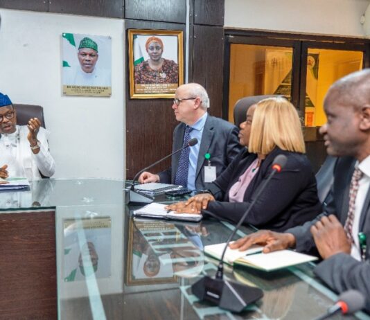 The Honourable Minister of State for Health & Social Welfare Dr. Iziaq Adekunle Salako addressing a delegation of The Clinton Health Access Initiative, led by its Executive Vice President, Infectious Diseases Dr. David Ripin on courtesy visit.