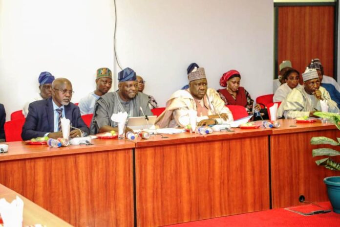 1st Left - Honourable Minister of State, Ministry of Humanitarian Affairs & Poverty Reduction Dr. Yusuf Tanko Sununu, Honourable Minister, Ministry of Humanitarian Affairs & Poverty Reduction Prof. Nentawe Goshwe Yilwatda, Permanent Secretary Dr Yakubu Adam Kofarmata and National Coordinator National Social Investment Programme Agency NSIPA Associate Professor Badamasi Lawal, at the Senate Budget Defense in Abuja, on 16th January, 2025.