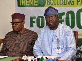 L-R, the Director, Department of Information and Permanent Secretary, Dr Marcus Olaniyi Ogunbiyi during the Workshop for Agriculture Correspondents, Abuja.