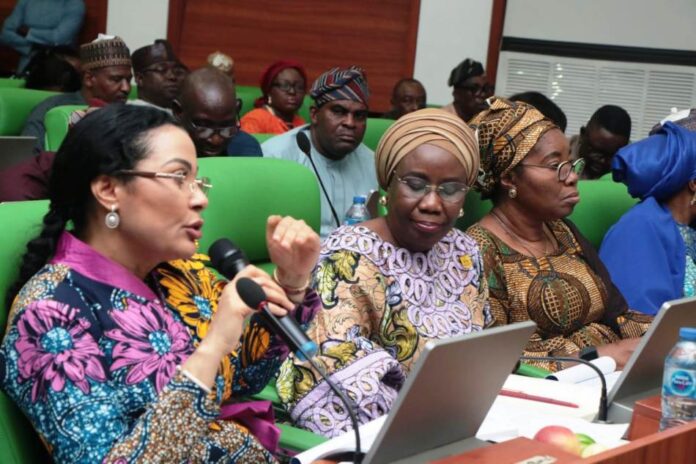 L-R 1. Honourable Minister of State Finance Dr Doris Uzoka-Anite 2. Permanent Secretary Federal Ministry of Finance Mrs Lydia Shehu Jafiya and 3. Director, Finance and Accounts Mrs Ngozi Felicitas Okonkwo