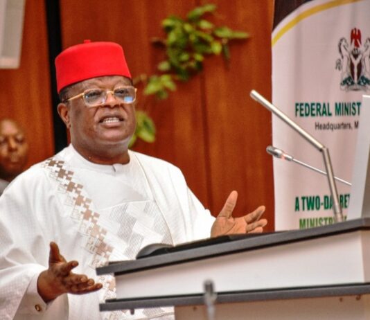 Honourable Minister of Work, His Excellency, Sen. (Engr.) David Nweze Umahi, CON, FNSE, FNTI