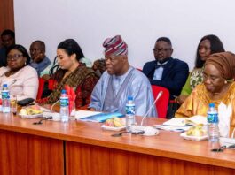 From L-R 1. Dr. Mrs. Oluwatoyin Madein: Accountant-General of the Federation 2. The Honourable Minister of State Finance, Dr. Doris Uzoka-Anite, 3. The Honourable Minister of Finance and Coordinating Minister of the Economy, Mr Wale Edun, and 4. The Permanent Secretary, Federal Ministry of Finance Mrs Lydia Shehu Jafiya during the 2025 Budget Defence before the Senate Committee on Finance, held at the National Assembly Complex, Abuja