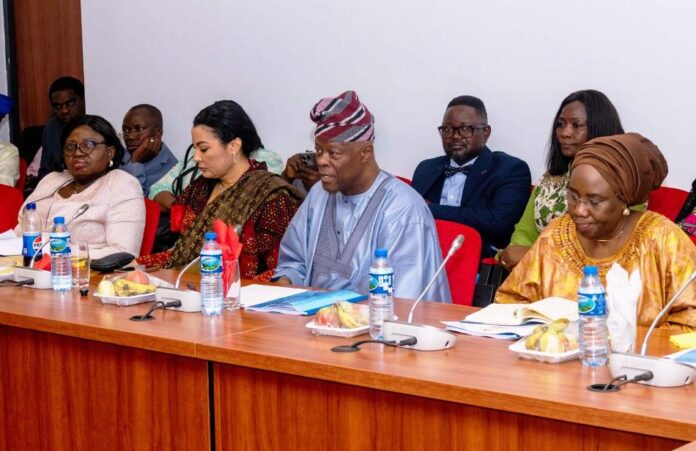 From L-R 1. Dr. Mrs. Oluwatoyin Madein: Accountant-General of the Federation 2. The Honourable Minister of State Finance, Dr. Doris Uzoka-Anite, 3. The Honourable Minister of Finance and Coordinating Minister of the Economy, Mr Wale Edun, and 4. The Permanent Secretary, Federal Ministry of Finance Mrs Lydia Shehu Jafiya during the 2025 Budget Defence before the Senate Committee on Finance, held at the National Assembly Complex, Abuja