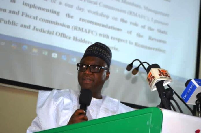 RMAFC Chairman, Dr M. B. Shehu OFR delivering his Keynote Address at the workshop