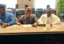 Photo Speak: Permanent Secretary, Federal Ministry of Housing and Urban Development , Dr Shuaib Belgore in a meeting with leadership of Arcon led by its President Arc Dipo Ajayi,, Wednesday, 5th February, 2025