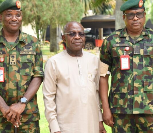 Governor Otti  Applauds Outgoing Brigade Commader Olusola Diya As   Successor, Brigadier General Hassan Muhammad Bello Takes Over Leadership