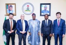 FROM LEFT TO RIGHT 1. Onur KILIC- CFO at Hayat Kimya Nigeria 2. H.E Hidayet Bayraktar- Turkish ambassador to Nigeria 3. Wale Edun-Honorable Minister of Finance and the Coordinating Minister of the Economy 4. Motayo Latunji- MD Hayat Kimya Nigeria 5. Seta Akyol- Turkish Embassy commercial counselo Nigeria