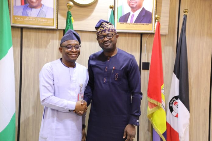 R-L: Hon. Minister of Interior, Dr. Olubunmi Tunji-ojo and Director General, Bureau of Public Procurement, Dr. Adebowale Adedokun during a courtesy call to the Minister