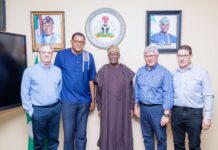 FROM LEFT TO RIGHT 1. Rick Emenaker- MAF 2. Souleymane Kouyate- MAF 3. Wale Edun- Honorable Minister of Finance and Coordinating Minister of the Economy 4. Don Campion- MAF 5. Stan Unruh- MAF