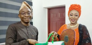 L:R: Director-General, Bureau of Public Procurement, BPP, Dr. Adebowale A. Adedokun, MCIPS, ACFE presenting a souvenir to the National Coordinator, Open Government Partnership, Dr. Gloria Ahmed  during her visit to BPP today, 19th February, 2025