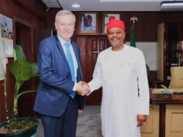 Hon. Minister of Innovation, Science and Technology, Chief Uche Geoffrey Nnaji, with EU Ambassador to Nigeria and ECOWAS, HE Ambassador, Gautier Mignot.